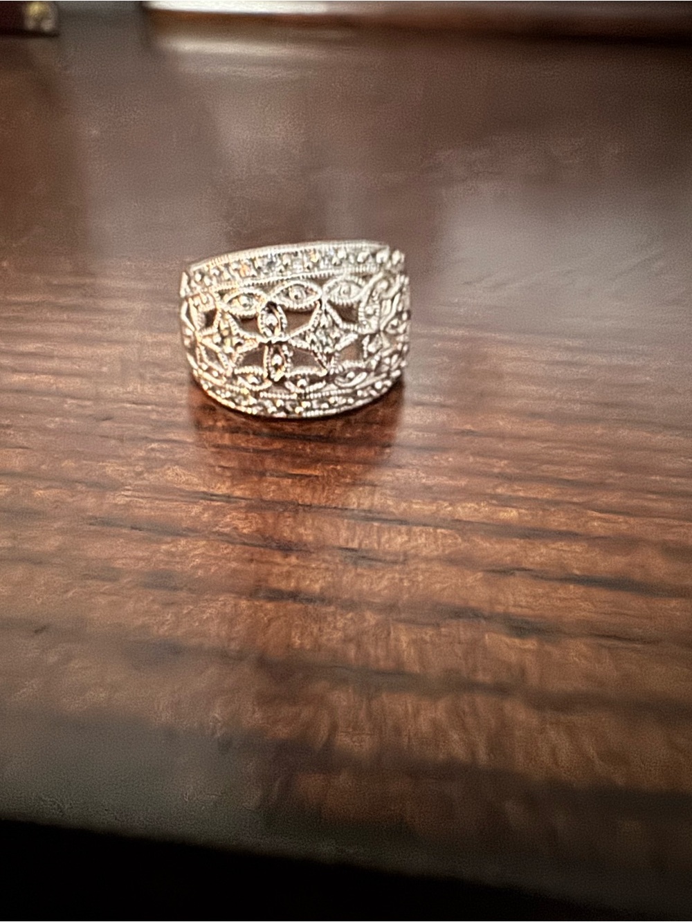 Premier Designs Silver Floral Filigree Wide Band Ring